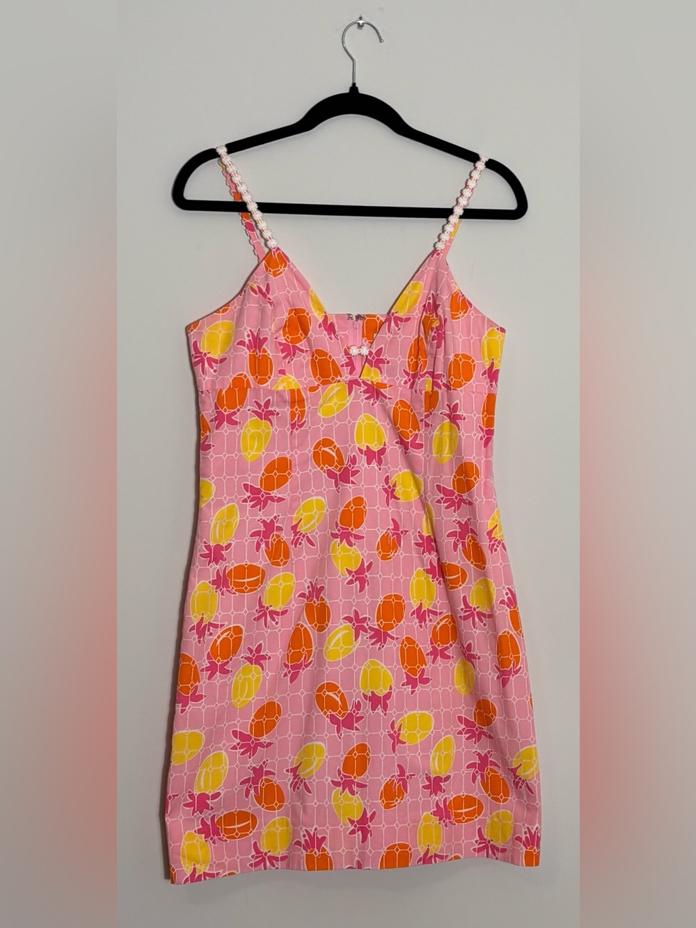 Vintage Lilly Pulitzer Pink Orange Pineapple Print Dress Size 8 Summer Resort